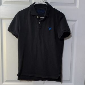 American Eagle Outfitters Dark Polo with Blue Emblem